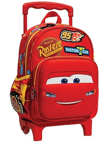 Sac à dos à roulettes CARS enfant 30 cm façade effet coque dure – CARS