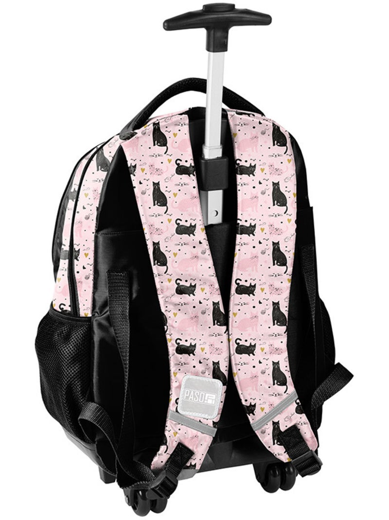 Sac à dos à roulettes Chat Noir Princesse 48 cm poignée télescopique réfléchissants Noir - Kiabi