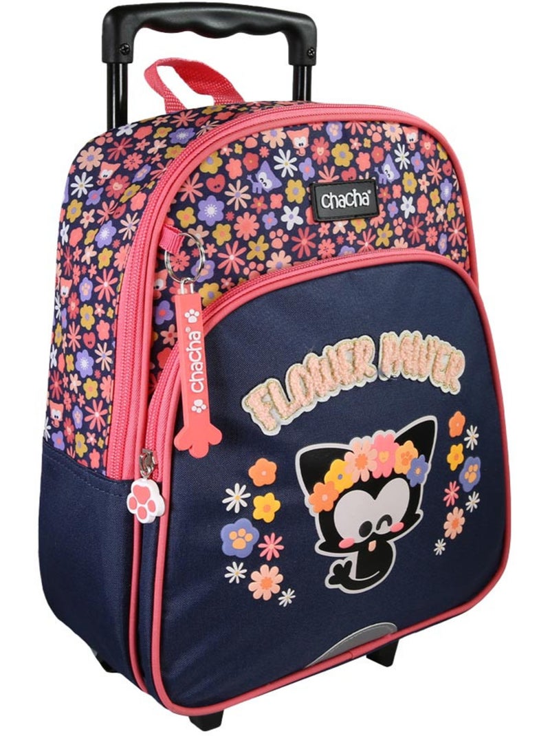 Sac à dos à roulettes 'Chien et Chat' – Chacha Maternelle 1 compartiments – 30 cm Bleu Rose - Kiabi