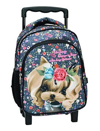 Sac à dos à roulettes Chien Yorke - Poignée télescopique
