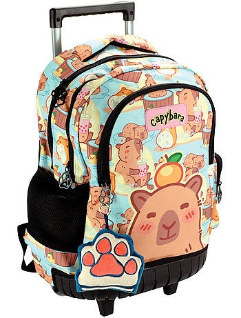 Sac à dos à roulettes cmp motif capybara 46 cm poignées télescopiques