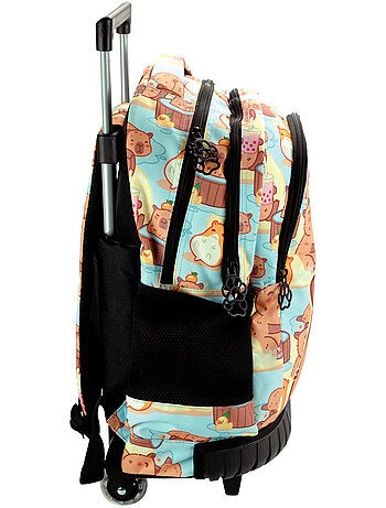 Sac à dos à roulettes cmp motif capybara 46 cm poignées télescopiques
