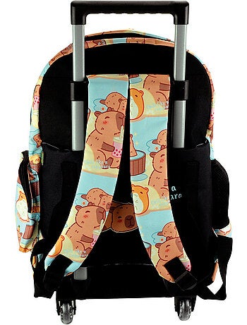 Sac à dos à roulettes cmp motif capybara 46 cm poignées télescopiques