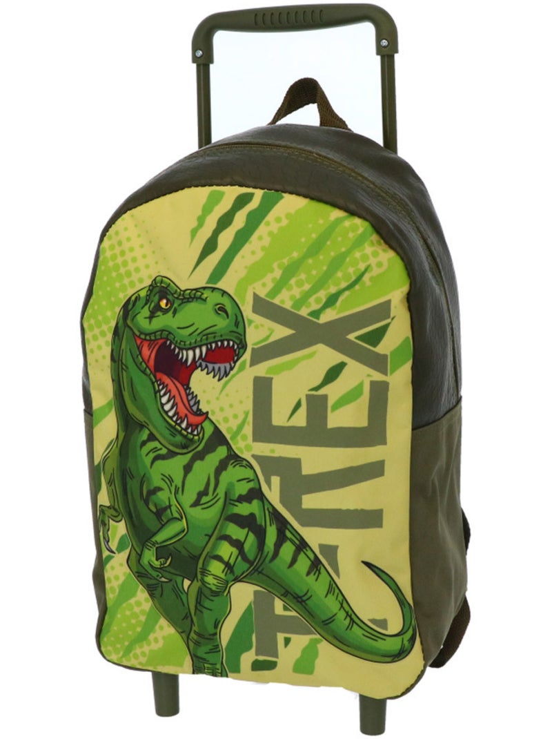 Sac à Dos à Roulettes enfant Dinosaure T‑Rex 34 CM - Trolley maternelle Vert - Kiabi