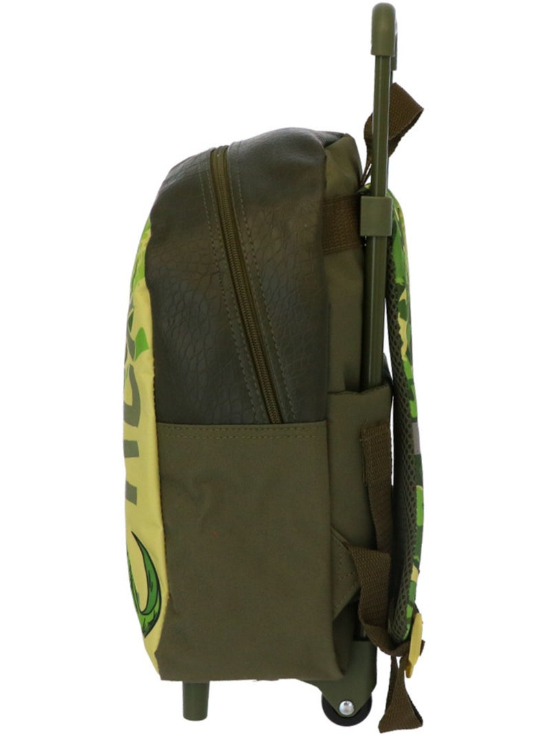 Sac à Dos à Roulettes enfant Dinosaure T‑Rex 34 CM - Trolley maternelle Vert - Kiabi