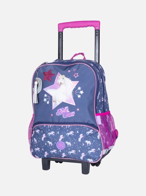 Sac à dos à roulettes fille 2 compartiments BELLA SARA bleu violet - Kiabi