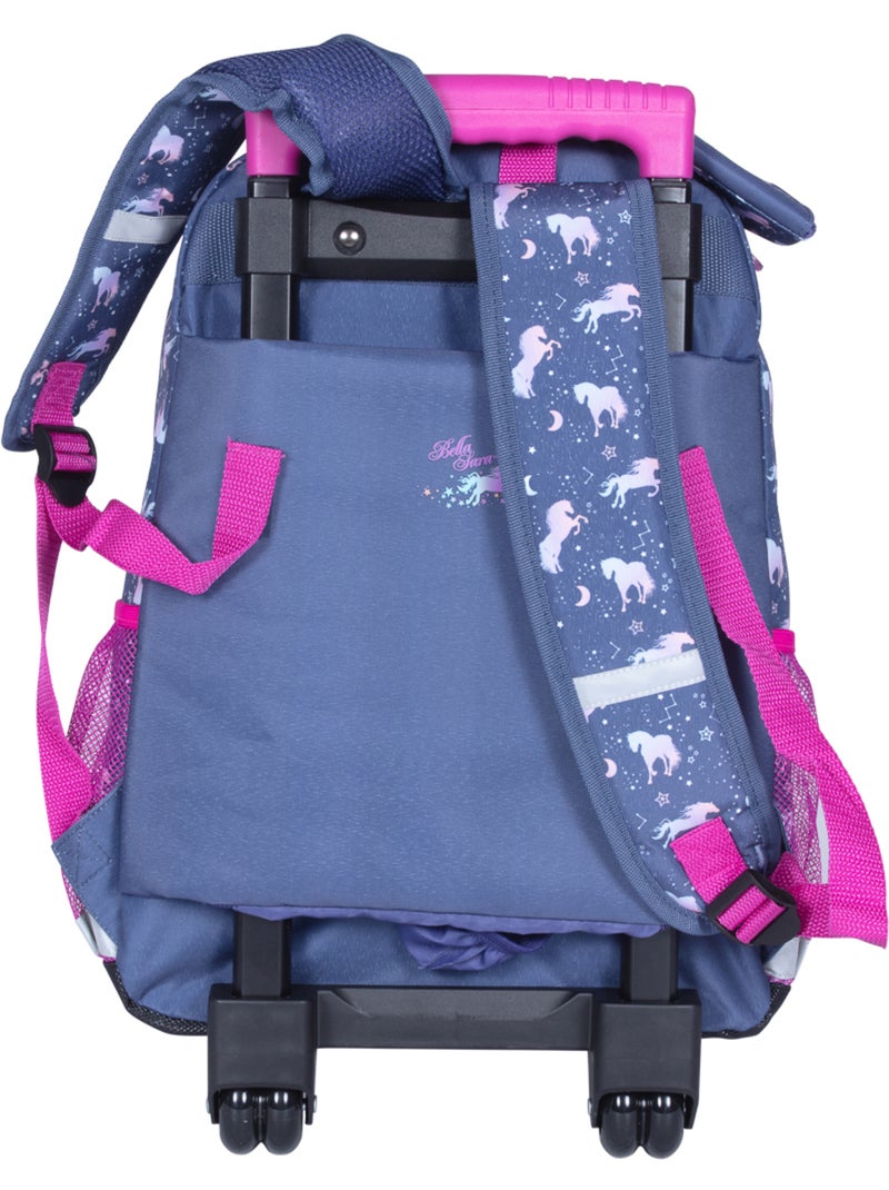 Sac à dos à roulettes fille 2 compartiments BELLA SARA bleu violet Bleu gris - Kiabi