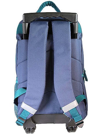 Sac à dos à roulettes fille Lili Lou beige et bleu 2 compartiments
