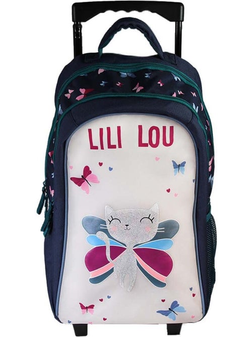 Sac à dos à roulettes fille Lili Lou beige et bleu 2 compartiments - Kiabi Sac à dos à roulettes fille Lili Lou beige et bleu 2 compartiments - Kiabi
