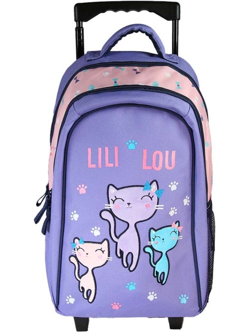 Sac à dos à roulettes fille Lili Lou violet et rose 2 compartiments - Kiabi Sac à dos à roulettes fille Lili Lou violet et rose 2 compartiments - Kiabi
