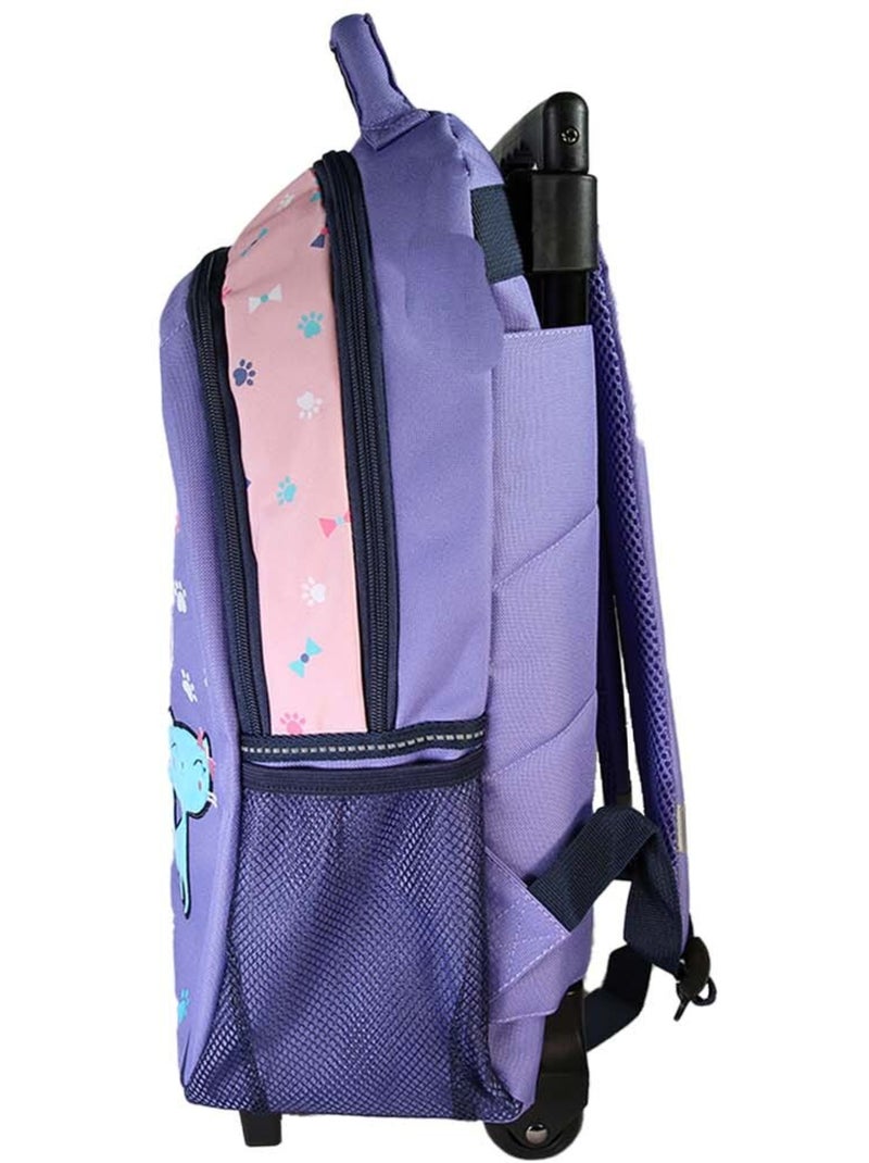 Sac à dos à roulettes fille Lili Lou violet et rose 2 compartiments Multicolore - Kiabi