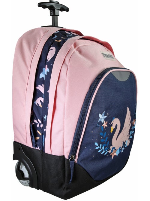 Sac à dos à roulettes fille Phileas Cygne bleu et rose 2 compartiments - Kiabi Sac à dos à roulettes fille Phileas Cygne bleu et rose 2 compartiments - Kiabi
