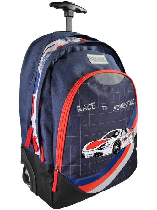 Sac à dos à roulettes garçon Phileas bleu et rouge 2 compartiments - Kiabi Sac à dos à roulettes garçon Phileas bleu et rouge 2 compartiments - Kiabi