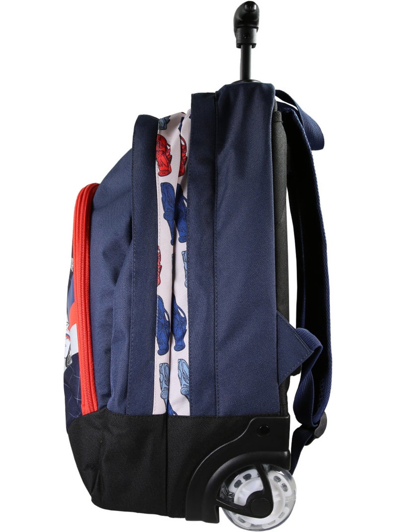 Sac à dos à roulettes garçon Phileas bleu et rouge 2 compartiments Bleu marine - Kiabi
