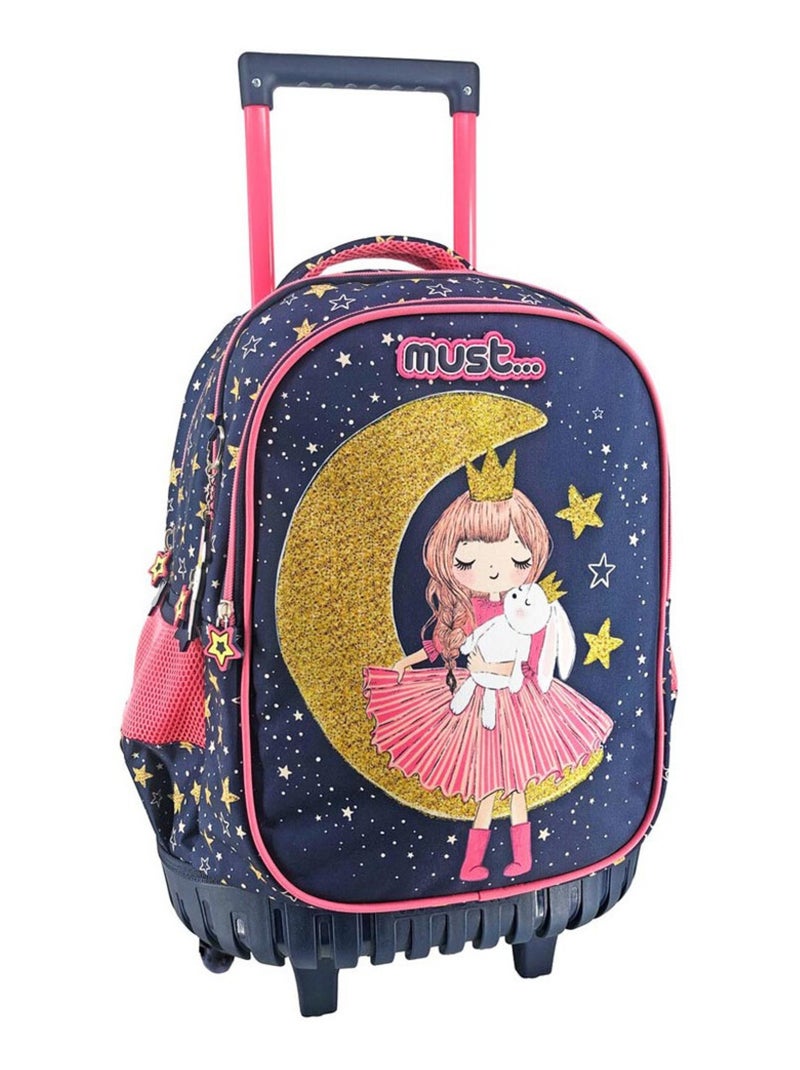 Sac à dos à roulettes Girl Moon Must 45 CM Trolley Bleu Jaune - Kiabi