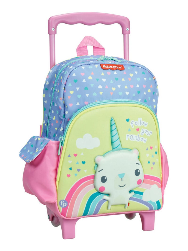 Sac à dos à roulettes Licorne Fisher Price 30 CM Maternelle Bleu Vert - Kiabi