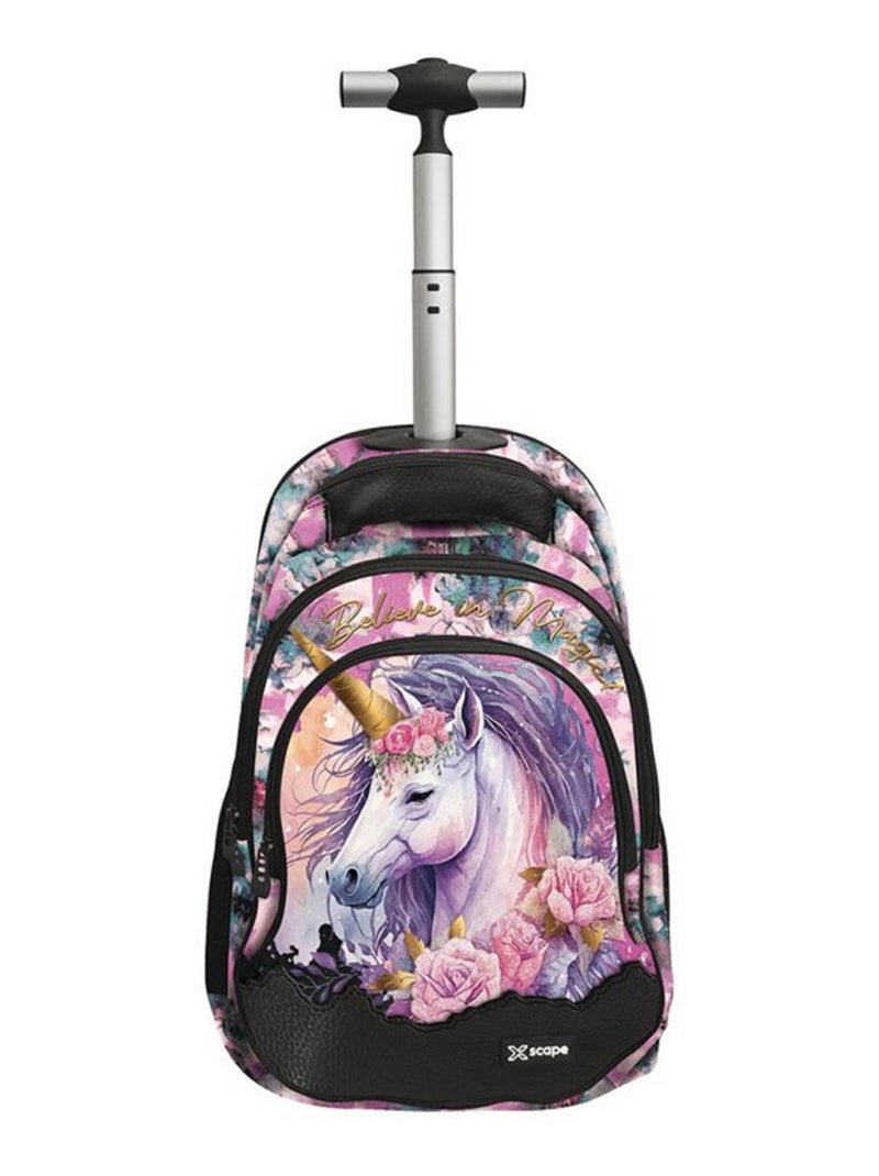 Sac à dos à roulettes Licorne Magique 44 CM - 2 cpt Noir Rose - Kiabi