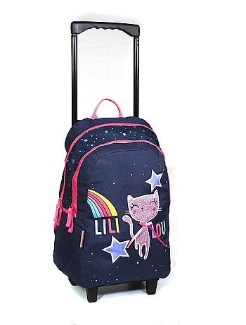 Sac à dos à roulettes Lililou Chat Bleu marine Bagtrotter