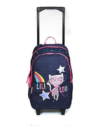 Sac à dos à roulettes Lililou Chat Bleu marine Bagtrotter