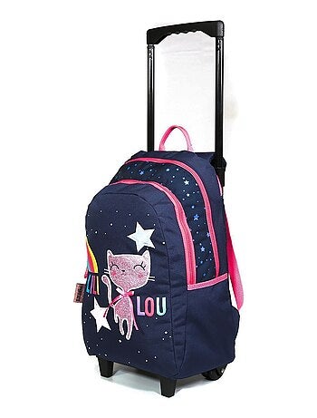 Sac à dos à roulettes Lililou Chat Bleu marine Bagtrotter