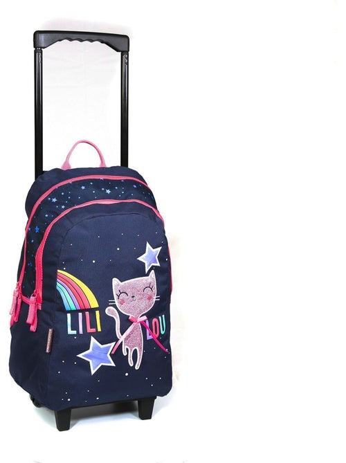 Sac à dos à roulettes Lililou Chat Bleu marine Bagtrotter - Kiabi