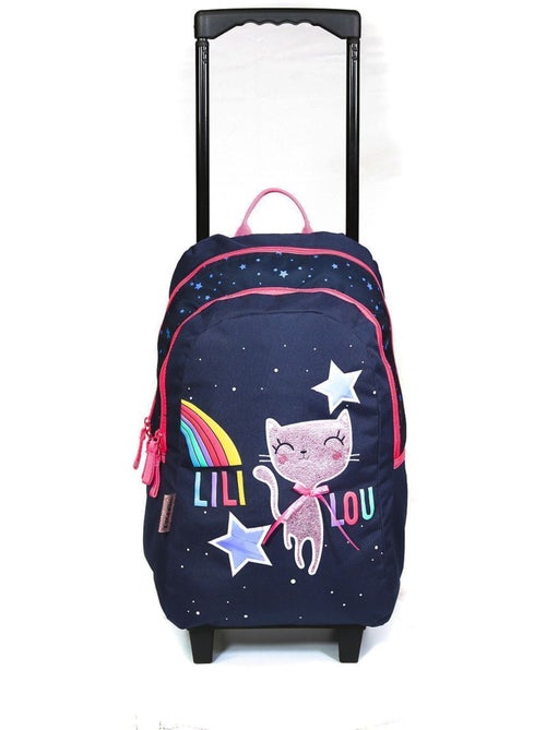 Sac à dos à roulettes Lililou Chat Bleu marine Bagtrotter - Kiabi