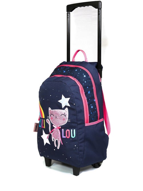 Sac à dos à roulettes Lililou Chat Bleu marine Bagtrotter - Kiabi