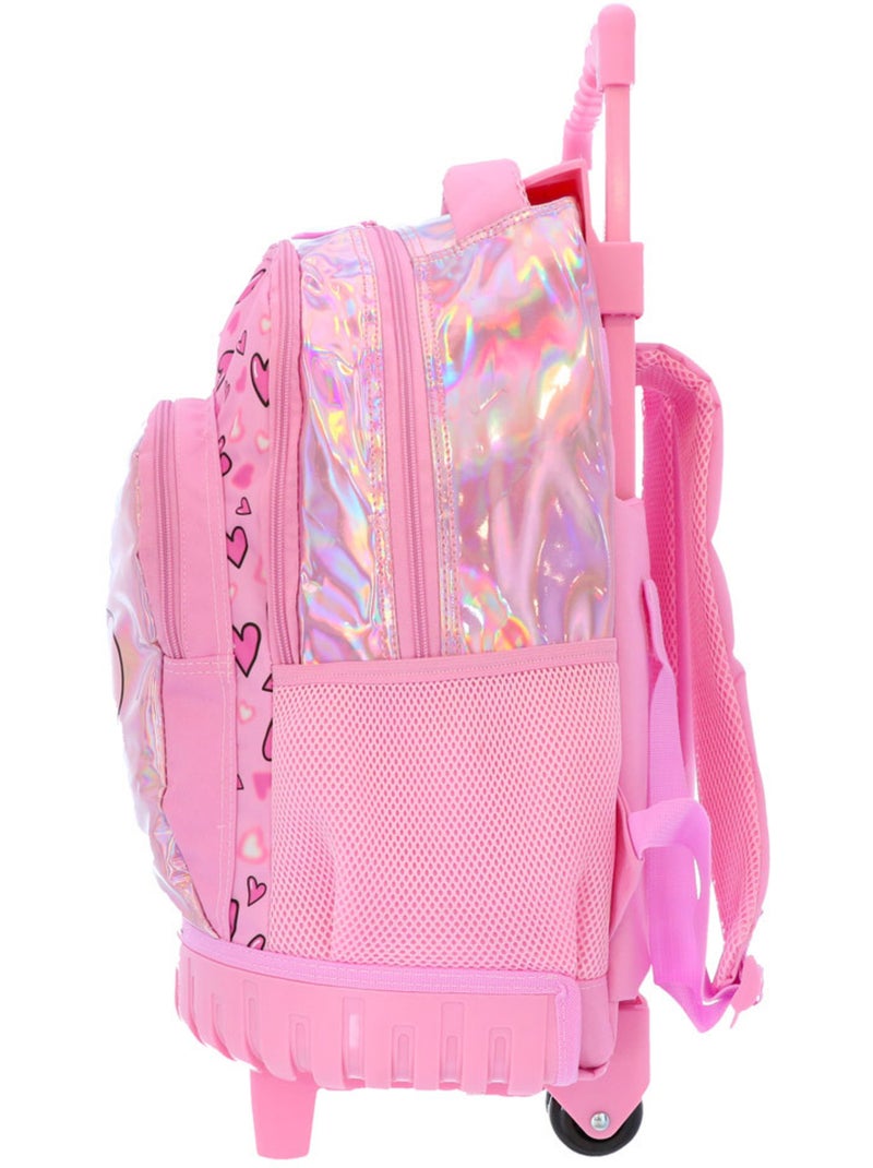 Sac à dos à roulettes Lilo et Stitch 43 cm à 2 compartiments zippés Rose - Kiabi