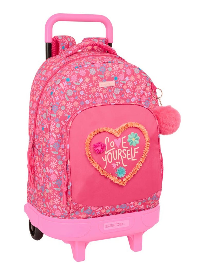 Sac à dos à roulettes Love Yourself Feeling 45 CM Trolley Haut de Gamme Rose - Kiabi