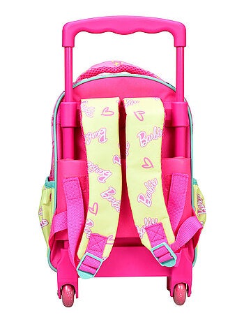 Sac à dos à roulettes maternelle - Barbie imprimé Chewing-gum - Compact et pratique