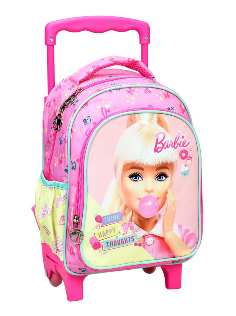 Sac à dos à roulettes maternelle - Barbie imprimé Chewing-gum - Compact et pratique Rose bonbon - Kiabi