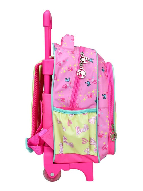 Sac à dos à roulettes maternelle - Barbie imprimé Chewing-gum - Compact et pratique - Kiabi