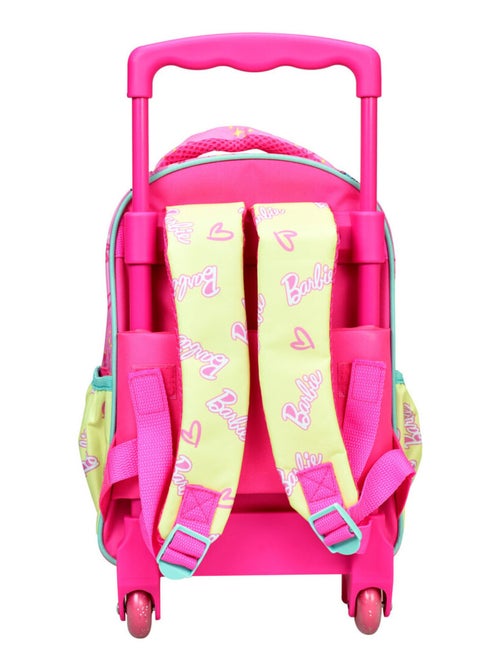 Sac à dos à roulettes maternelle - Barbie imprimé Chewing-gum - Compact et pratique - Kiabi