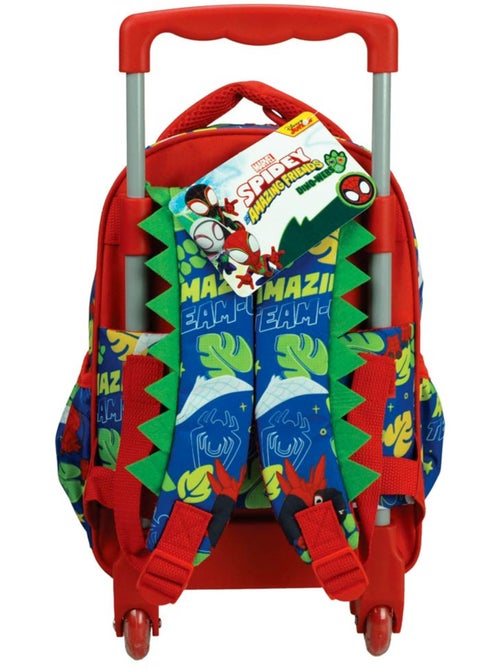 Sac à dos à roulettes maternelle Dino-Webs avec poignée télescopique Spidey - Kiabi