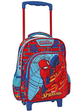 Sac à dos à roulettes maternelle Spiderman imprimé textile avec poignée télescopique