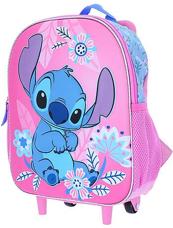Sac à Dos à Roulettes maternelle Stitch Flowers 32 CM