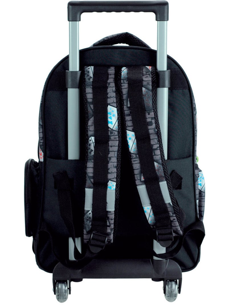 Sac à dos à roulettes Minecraft Creeper 46 cm 4 roues Noir Vert - Kiabi