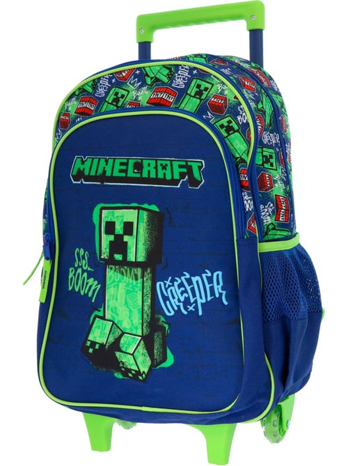 Sac à dos à roulettes Minecraft Creeper 48 cm 2 compartiments Minecraft - Kiabi