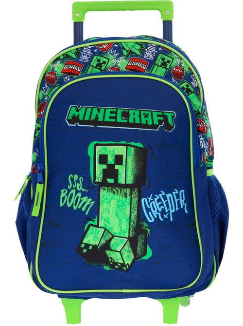 Sac à dos à roulettes Minecraft Creeper 48 cm 2 compartiments Minecraft - Kiabi