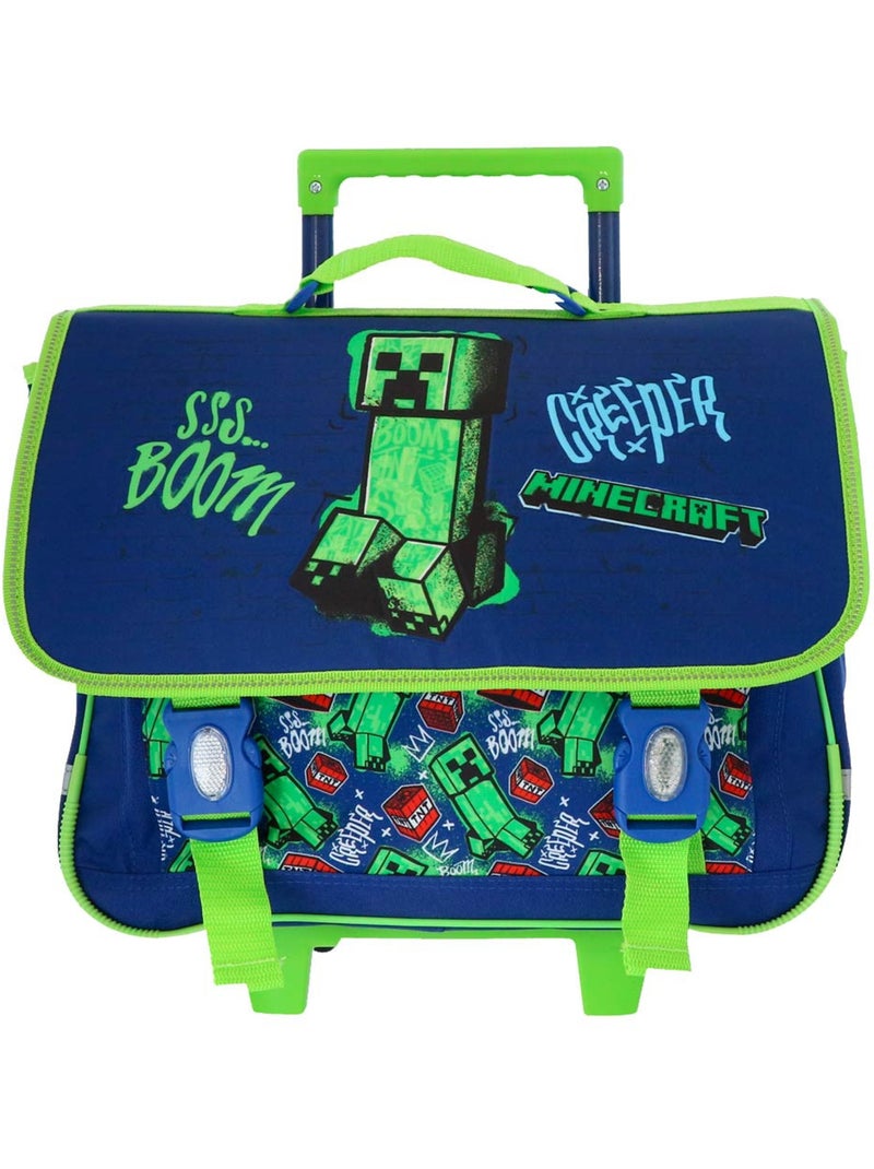Sac à dos à roulettes Minecraft Creeper Boom 41 cm avec 2 roues Bleu - Kiabi