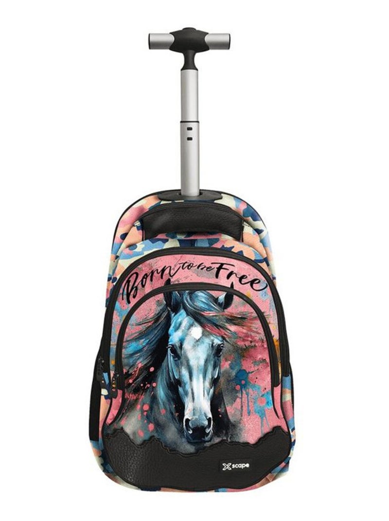 Sac à dos à roulettes motif cheval - Born To be Free Multicolore - Kiabi
