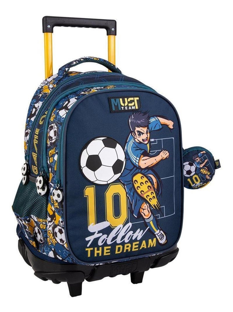 Sac à dos à roulettes Must Football Follow The Dream 45 CM Trolley Bleu Jaune - Kiabi