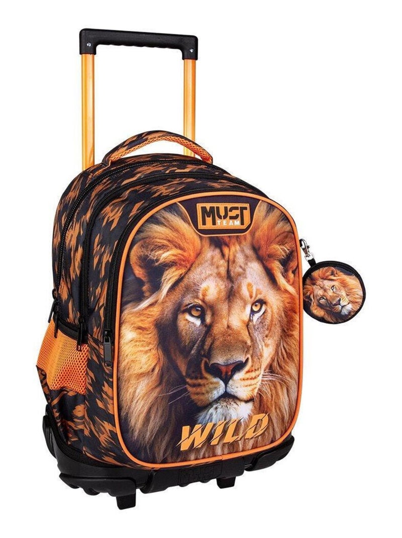 Sac à dos à roulettes Must Lion Wild 45 CM Trolley Noir Orange - Kiabi