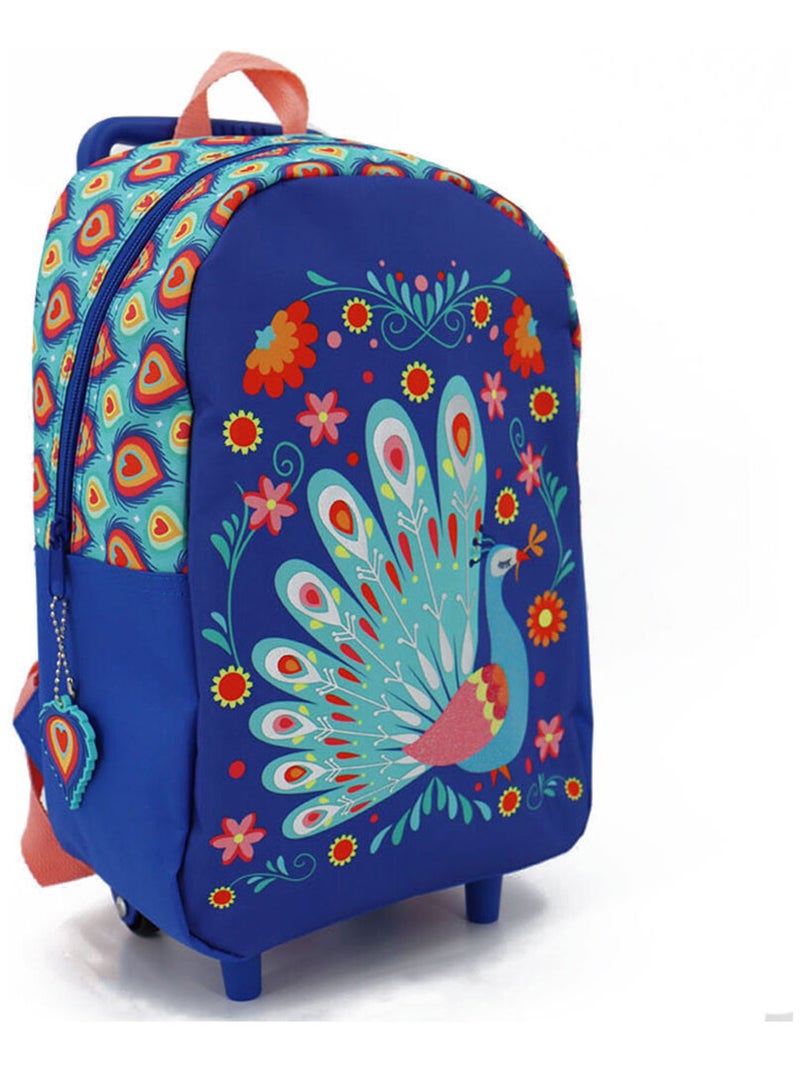 Sac à dos à roulettes Paon 34 CM Maternelle Bleu - Kiabi