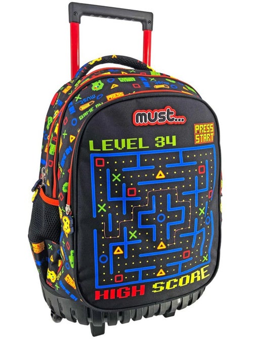 Sac à dos à roulettes rétro gaming CMP Level 34 3 compartiments zippés - Kiabi