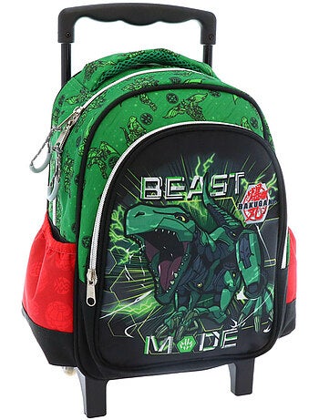 Sac à dos à roulettes scolaire bakugan à pvc laminé et poignée télescopique