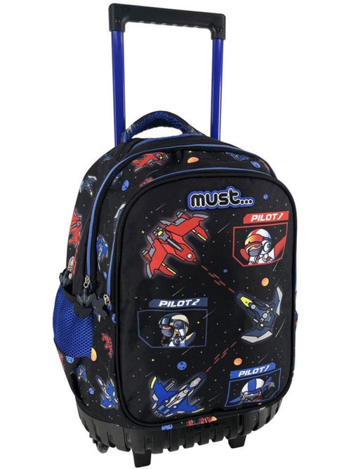 Sac à dos à roulettes Space Battle 3 compartiments zippés 45 cm - Kiabi