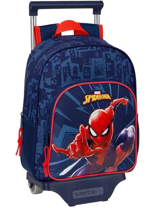 Sac à dos à roulettes Spiderman toile 28 cm bleu marine - Kiabi