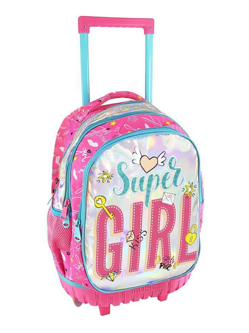 Sac à dos à roulettes Super Girl Must 45 CM Trolley Rose - Kiabi