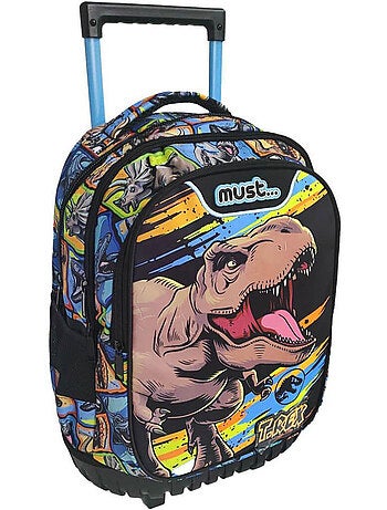 Sac à dos à roulettes t-rex motif textile